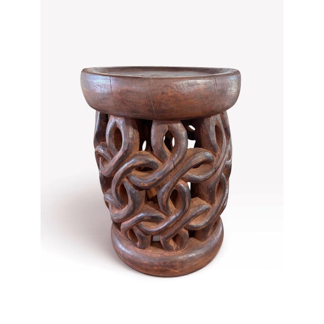 Vintage Tribal Nobility Bamileke Spiral Stool/ Side Table Cameroon 16" H For Sale - Image 10 of 10