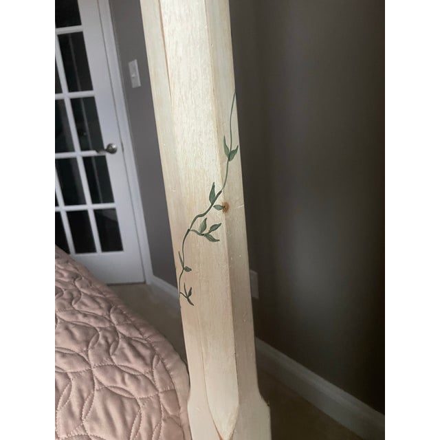 French Country 1980s Hand Painted Country French Four Poster Canopy Full Size Bed For Sale - Image 3 of 12