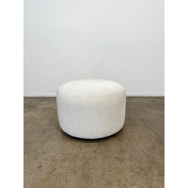 Contemporary Modern White Mohair Ottoman For Sale - Image 3 of 8