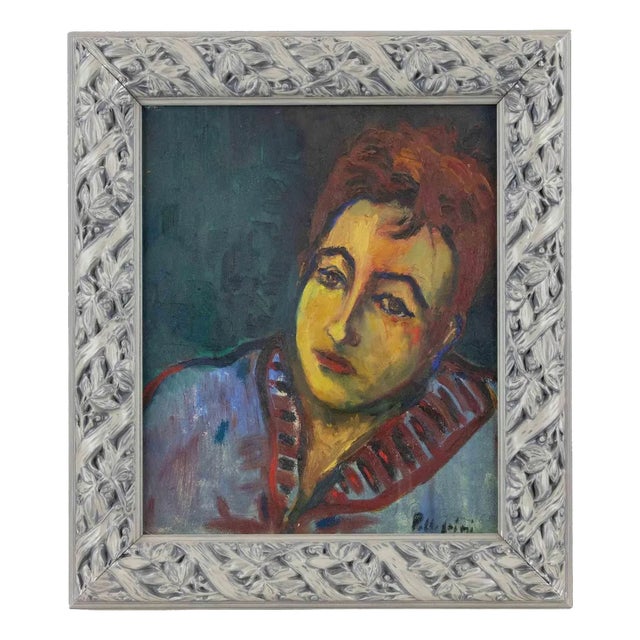 Sirio Pellegrini, Portrait of Maurizio, Oil on Board, 1969 For Sale