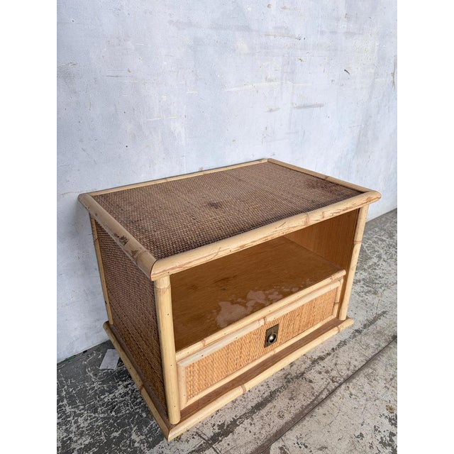 Mid-Century Italian Bamboo and Rattan Bedside Table from Dal Vera, 1960s For Sale - Image 6 of 10