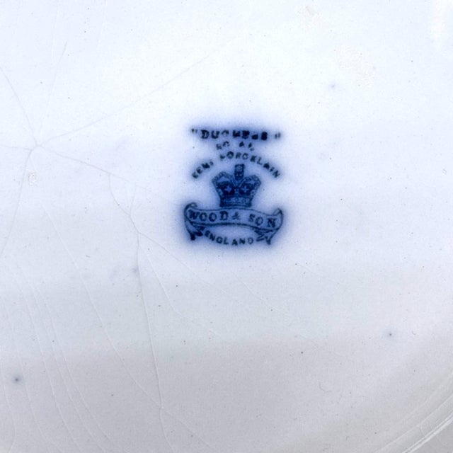 Large Victorian Blue & White Transferware Wash Basin | Bowl in "Duchess" For Sale - Image 10 of 14