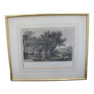 Thomas Allom 19thc Hand Colored Engraving Chinese Culture & Preparation of Tea