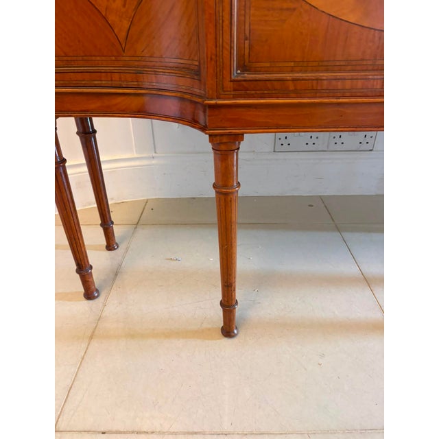 Antique Victorian Satinwood Inlaid Bow Front Display Cabinet, 1890 For Sale - Image 18 of 18