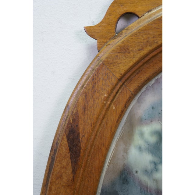 Wood Antique Victorian Mahogany Oval Vanity Wishbone Dressing Wall Mirror 28" For Sale - Image 7 of 11