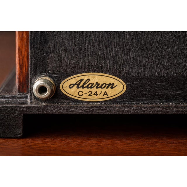 Burnt Umber Late 20th Century PPL 31-Day Wall Clock With Pendulum Window, Wood Case (Traditional Mechanical Style) Measurements: 26" H × 12" W × 5.5" D For Sale - Image 8 of 8