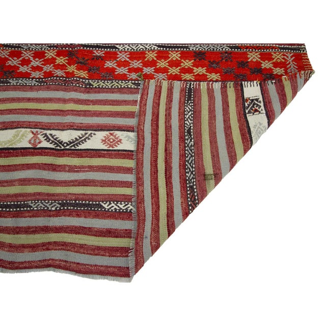 Mid 20th Century Vintage Embroidered Turkish Kilim Rug For Sale - Image 5 of 7