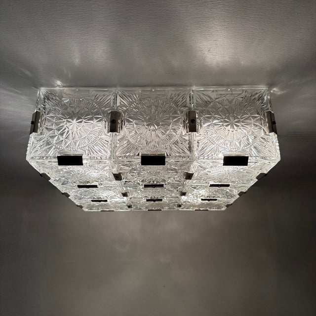 Mid-Century Modern Mid-Century Glass Ceiling Lamp from Kamenický Šenov, 1970s For Sale - Image 3 of 18