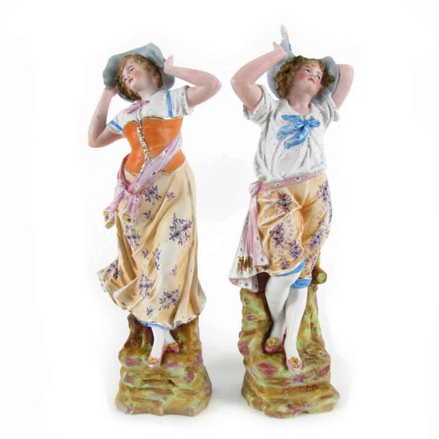 Vintage Biscuit Porcelain Sculptures, 1950s, Set of 2 For Sale - Image 11 of 11