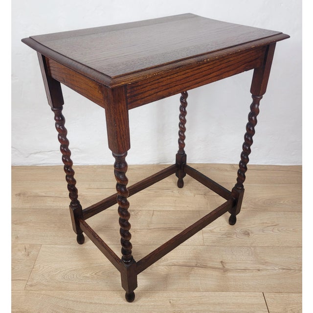 Mid-Century Modern Vintage Rectangular Country Barley Twist Side Table, 1950 For Sale - Image 3 of 18