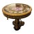 Grand French-Inspired Round Dining Table – Black Pedestal Base, Floral Decorative Inlay & Ornate Gold Leaf Details For Sale