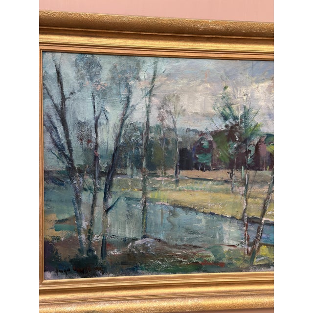 Mid-Century Modern Hugo Carlberg, Obscured by Trees, 1920s-1940s, Oil on Canvas For Sale - Image 3 of 17