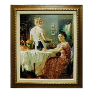 Pino Daeni "Sharing Moment" Framed Hand Signed Embellished Giclee on Canvas