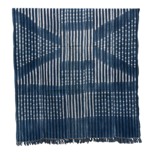 Vintage African Moss "Voltaic Shield" Indigo Throw