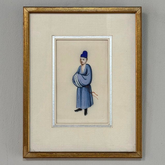 Set of Four Framed 18th Century Japanese Hand-Painted Figures For Sale - Image 9 of 16