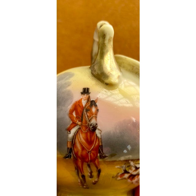 Realism Early 20th Century Rare Royal Bayreuth Hand Painted Miniature Sugar: English Huntsman, Horse, Fox Hounds For Sale - Image 3 of 11