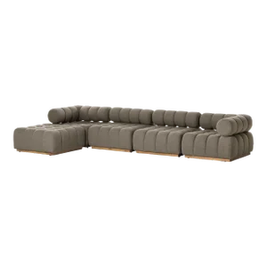 Four Hands Roma Outdoor 4 Piece Sectional With Ottoman, Alessi Fawn
