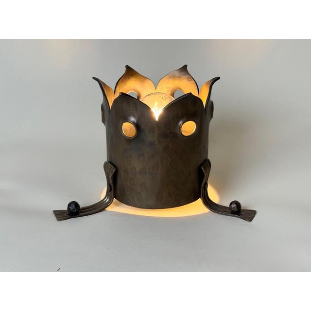 Hand-Hammered Brass Ceiling Light, 1960s For Sale - Image 16 of 18