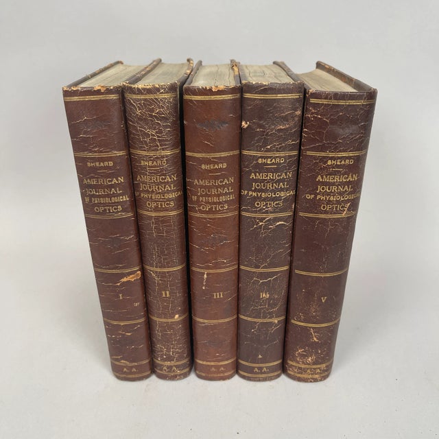 Beautiful Physiological Optics Journal reference set bound with the traditional marbled covers, fantastic black and white...