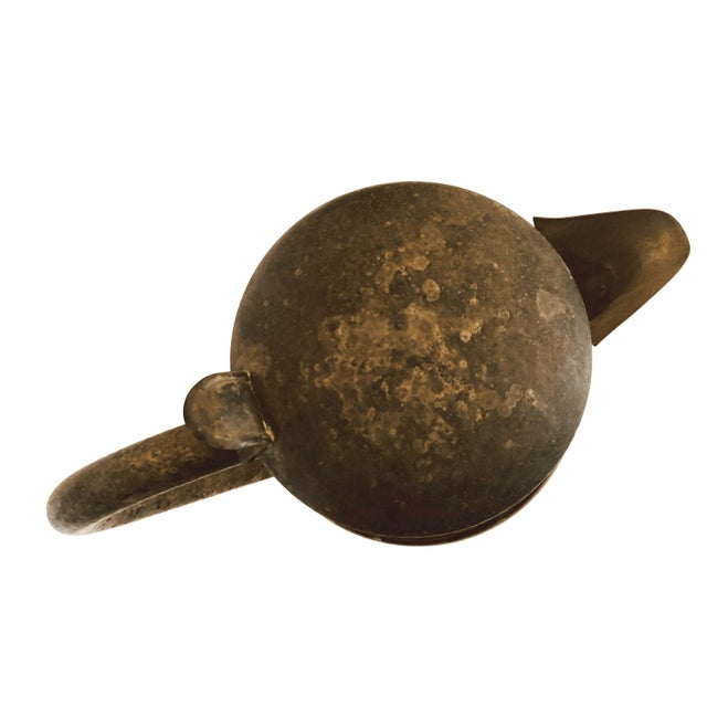 Metal Mid 20th Century Art Deco Amber Glass Pitcher With Geometric Design For Sale - Image 7 of 11