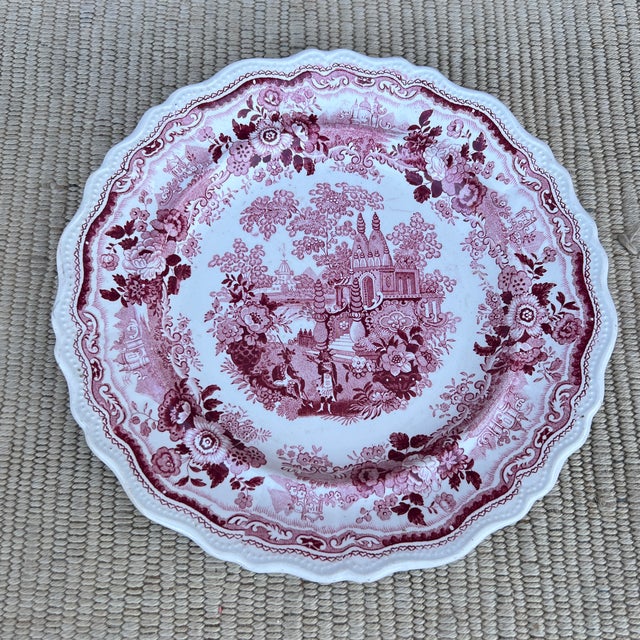 Red A Antique Staffordshire Red Transfer Decorated “Temple” Plate, Circa 1830's For Sale - Image 8 of 10
