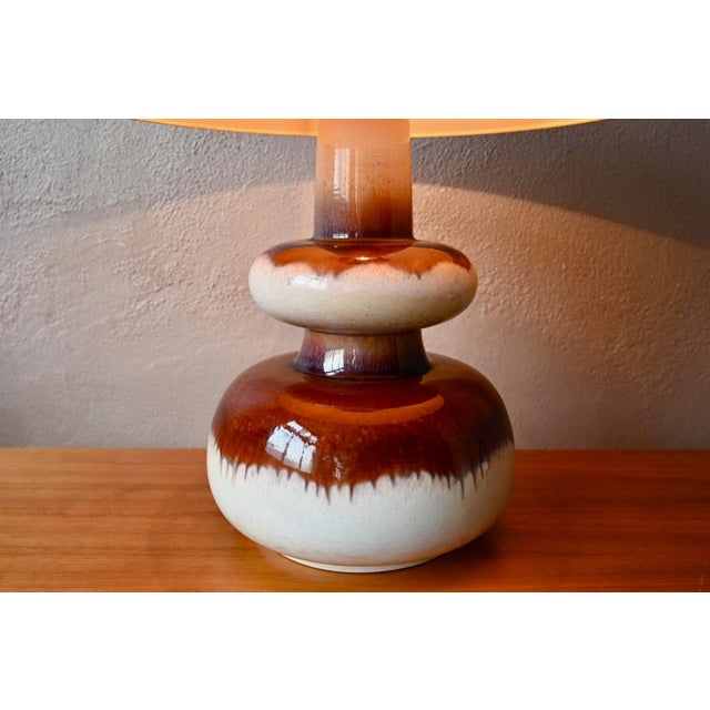 Brown Brutalist Fat Lava Ceramic Totem Lamp, 1970s For Sale - Image 8 of 15