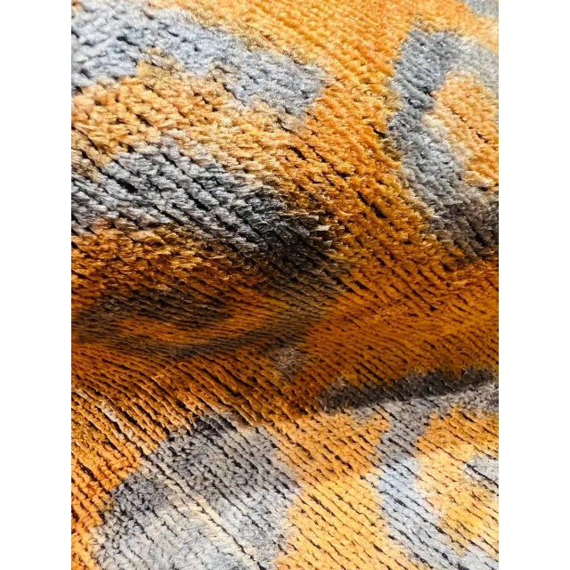 Textile Turkish Gold Color Silk Ikat Pillow For Sale - Image 7 of 12