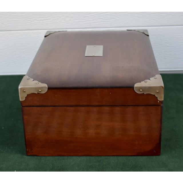 Vintage Mahogany Lined Humidor Box W/Metal Fittings For Sale - Image 4 of 12