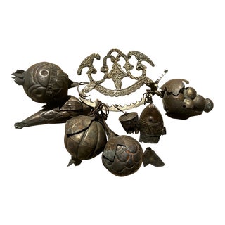 Antique Brazilian Penca De Balangandan Pendant With Fruits and Fish For Sale