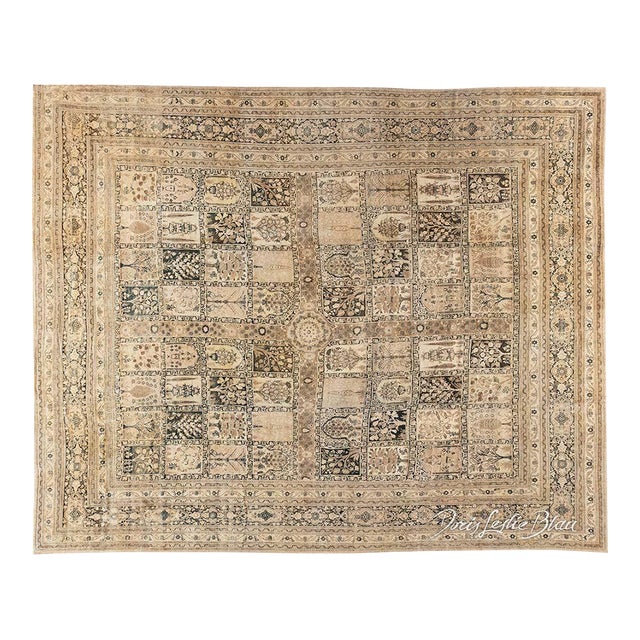 Authentic Persian Tabriz Botanic Handmade Wool Carpet For Sale
