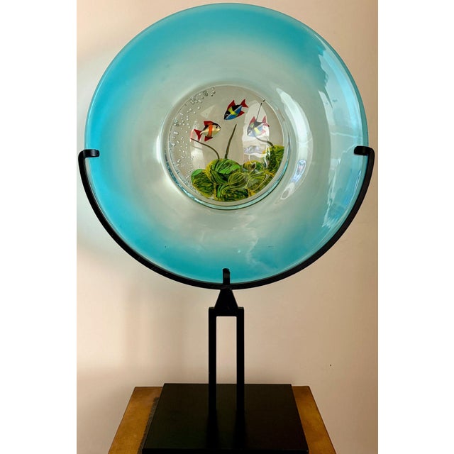 This lovely vintage Murano Disc Aquarium on a stand was created nearly 30 years ago in Murano, Italy. It is in perfect...