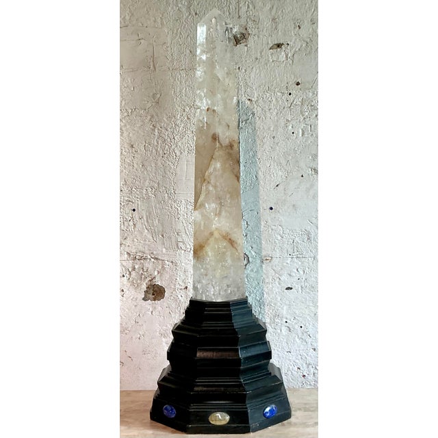 Vintage Boho Rock Crystal Obelisk on Jeweled Pedestal For Sale In West Palm - Image 6 of 8