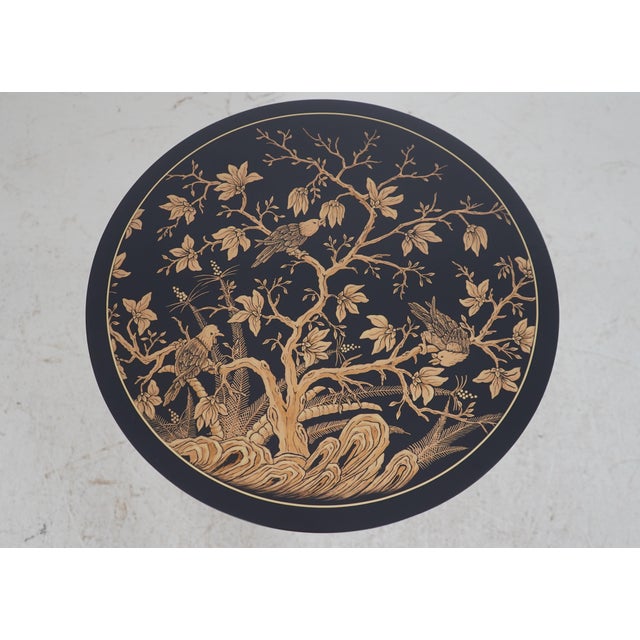 Traditional Baker French Regency Round Tripod Table W. Decorated Top For Sale - Image 3 of 15