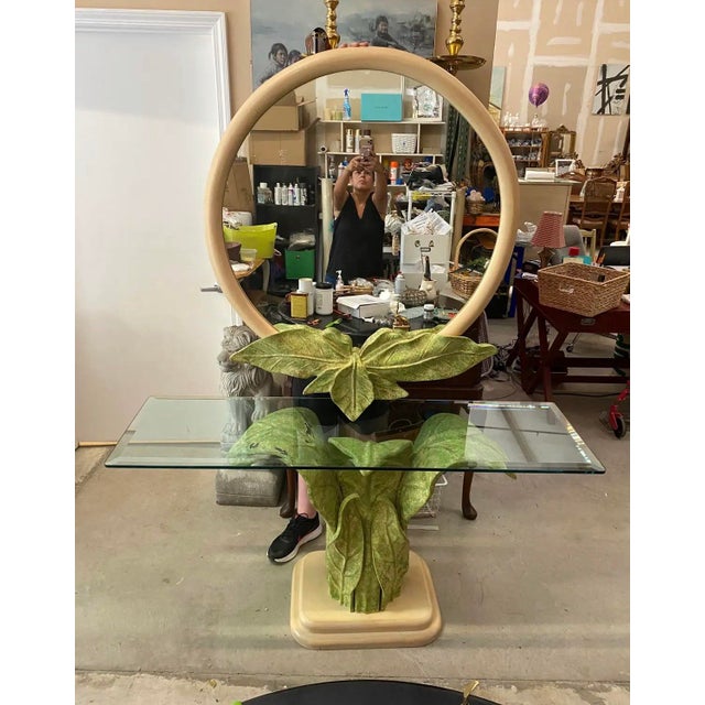 Vintage Serge Roche Style Console Table and Mirror Set With Leaf Accents For Sale - Image 9 of 10