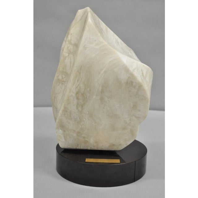 Morton Gaffin Untitled 1992 Modernist Carved White Alabaster Abstract Sculpture For Sale - Image 11 of 11