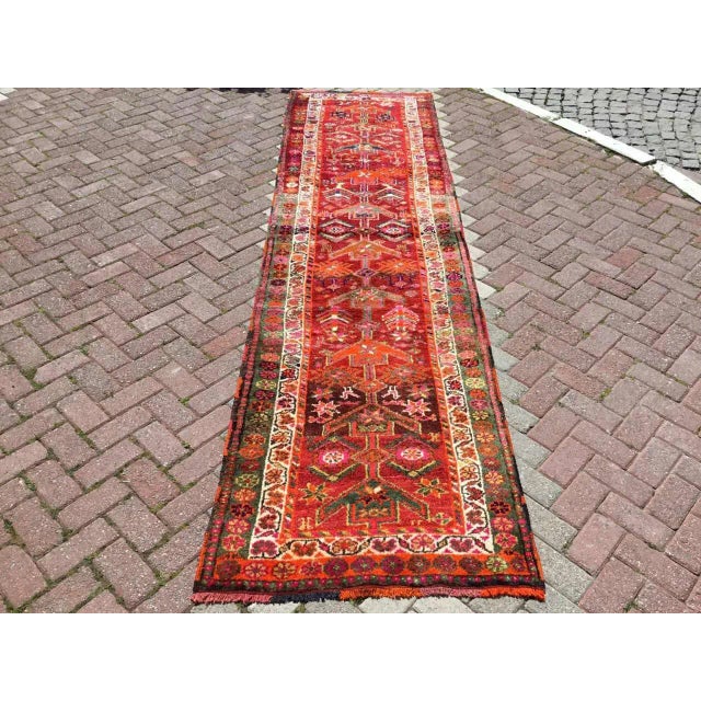 Red Kurdish Rug Runner - 149" X 33" For Sale - Image 8 of 8