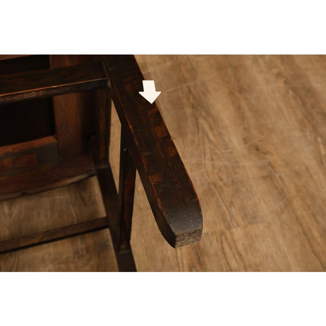 Mission Style Antique Oak Rabbit Ear Side Chair With Leather Seat For Sale - Image 18 of 18