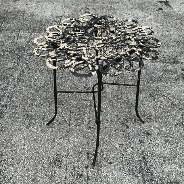 Vintage Boho Hand Forged Horseshoe Table For Sale - Image 4 of 12