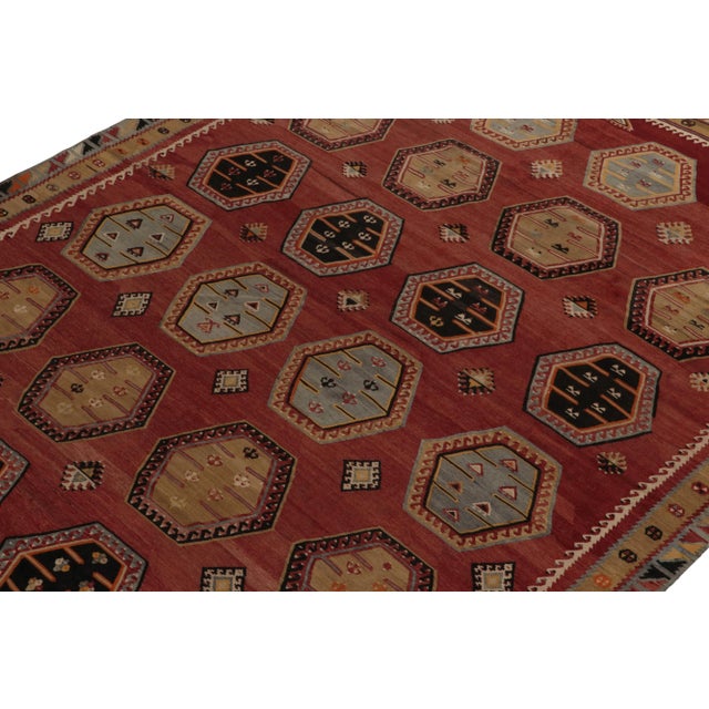 Rug & Kilim Vintage Turkish Kilim Rug in Red, Beige-Brown and Blue Tribal Geometric Patterns For Sale - Image 4 of 8