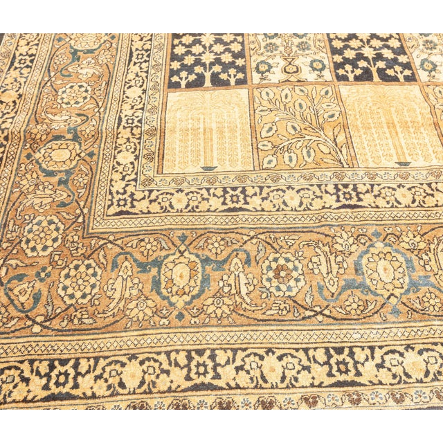 Persian Fine Antique Persian Kirman Botanic Handmade Wool Rug For Sale - Image 3 of 9