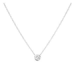 14K White Gold 1/5 Cttw Lab Grown Diamond Modern Bezel-Set Solitaire 16"-18" Pendant Necklace (F-G C