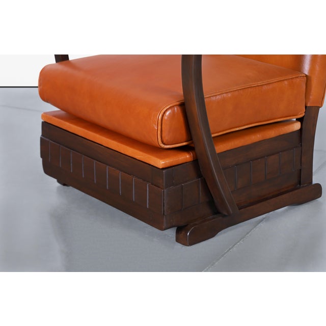 Vintage French Art Deco Leather and Walnut Lounge Chairs, 1940s For Sale - Image 9 of 14