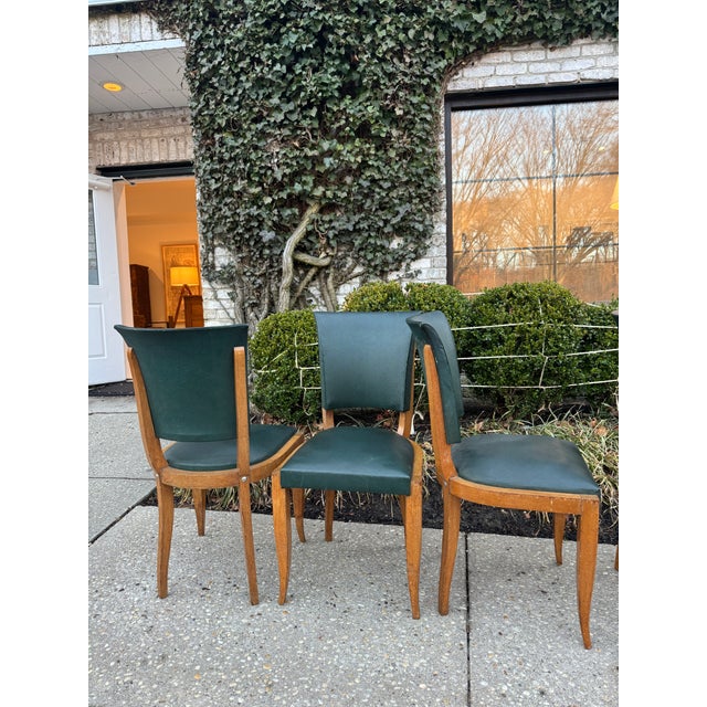 Mid 20th Century Mid 20th Century Vintage French Oak and Leather Dining Chairs- Set of 6 For Sale - Image 5 of 12
