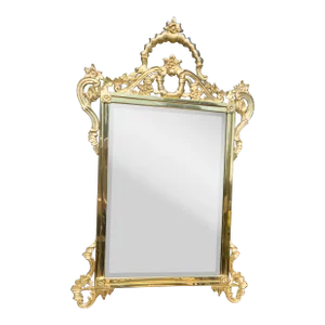 1970s Solid Brass Beveled Mirror Attributed to La Barge