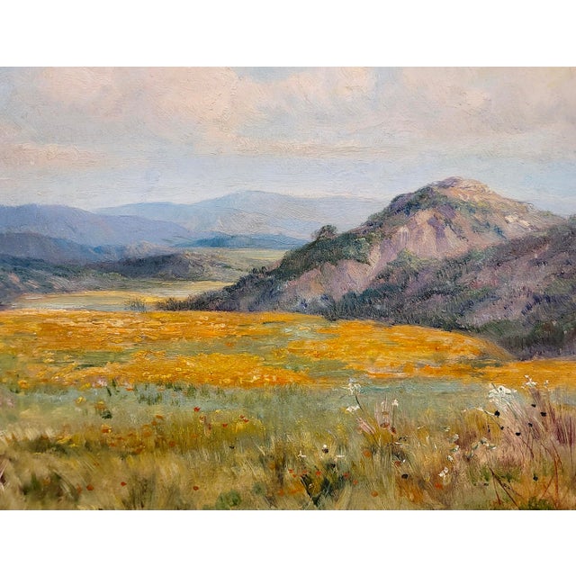 1910s Charles Abel Corwin -1910s Springtime California Poppy Field-Oil Painting For Sale - Image 5 of 7