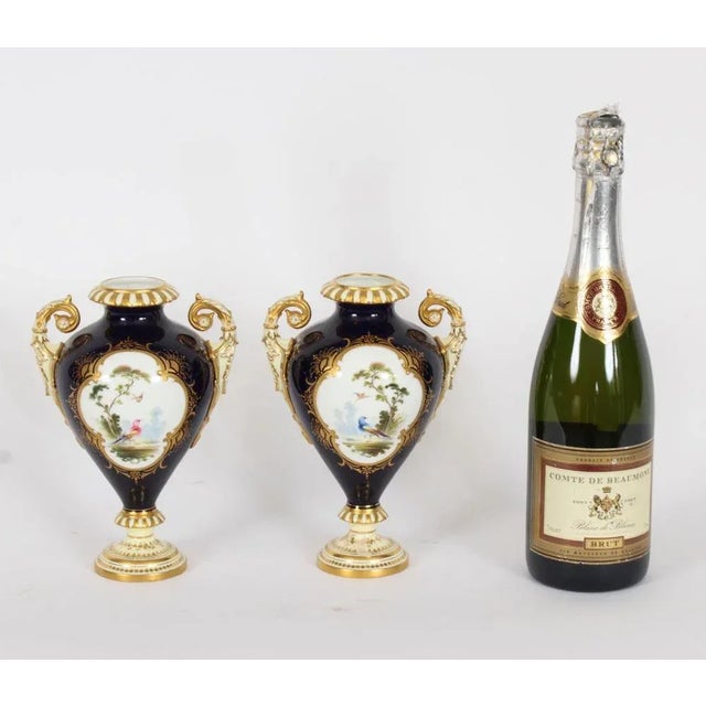 Antique Coalport Vases in Cobalt Blue by A. Perry, 1890s, Set of 2 For Sale - Image 17 of 18