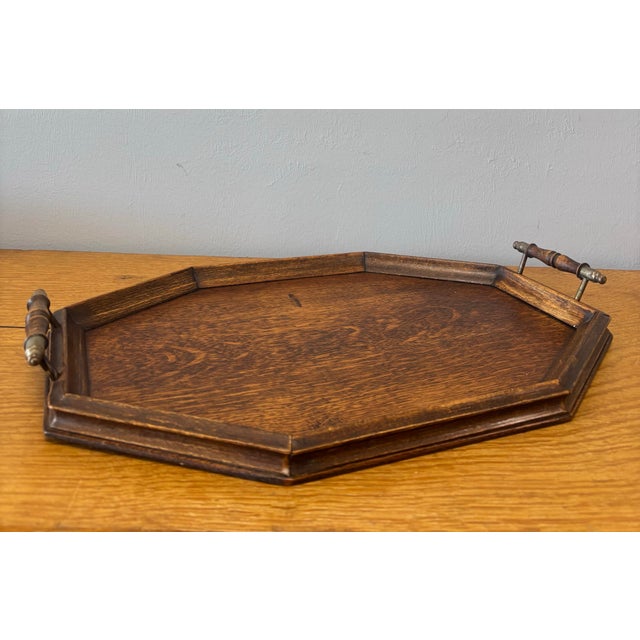 English Antique English Oak Octagonal Tray For Sale - Image 3 of 6