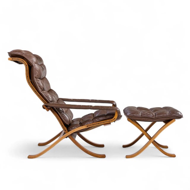 Brown Ingmar Relling for Westnofa Mid Century Leather Lounge Chair and Ottoman For Sale - Image 8 of 9