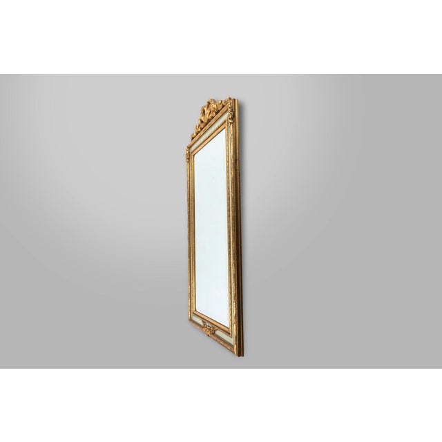 Glass Vintage French Baroque Rococo Style Gold Leaf Decorated Mirror, 1950s For Sale - Image 7 of 12