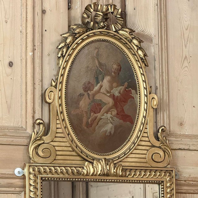 Antique French Louis XVI Gilded Trumeau Mirror For Sale In Dallas - Image 6 of 16
